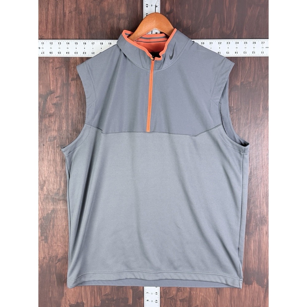 Nike Gilet Golf Tour Performance Dri Fit Half Zip Vest Gray Orange Men's XL